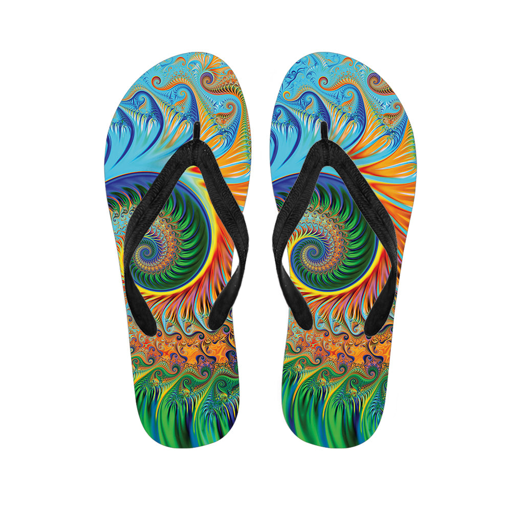 Trippy Fractal Print Flip Flops