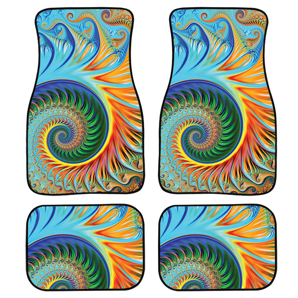 Trippy Fractal Print Front and Back Car Floor Mats