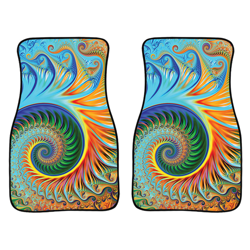 Trippy Fractal Print Front Car Floor Mats