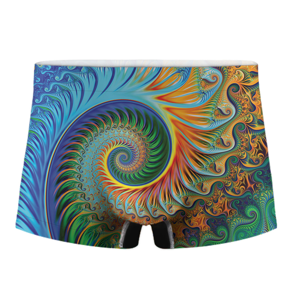 Trippy Fractal Print Men's Boxer Briefs