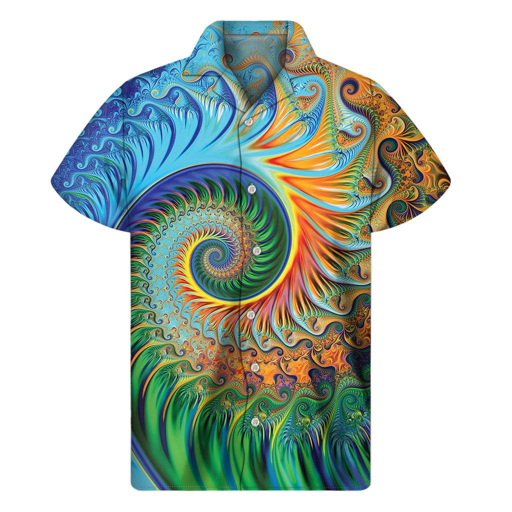 Trippy Fractal Print Men's Short Sleeve Shirt