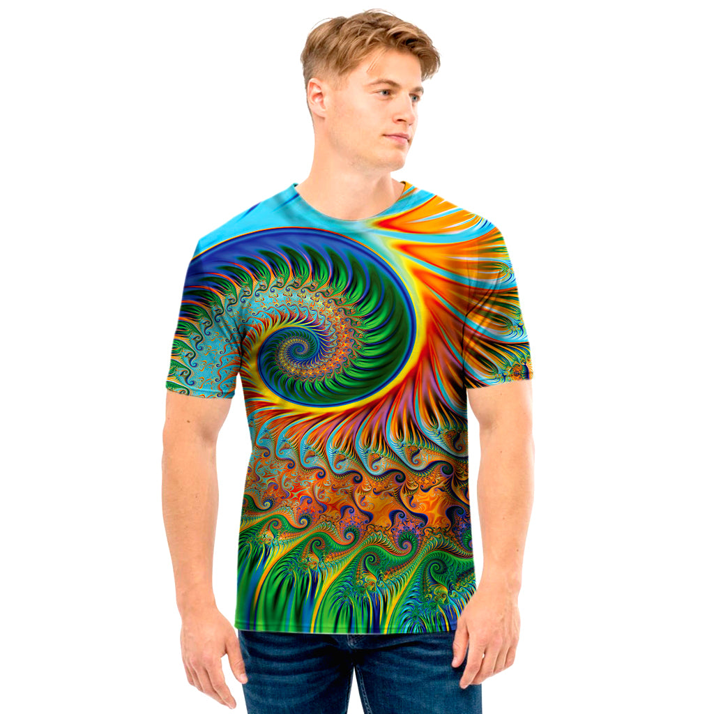 Trippy Fractal Print Men's T-Shirt