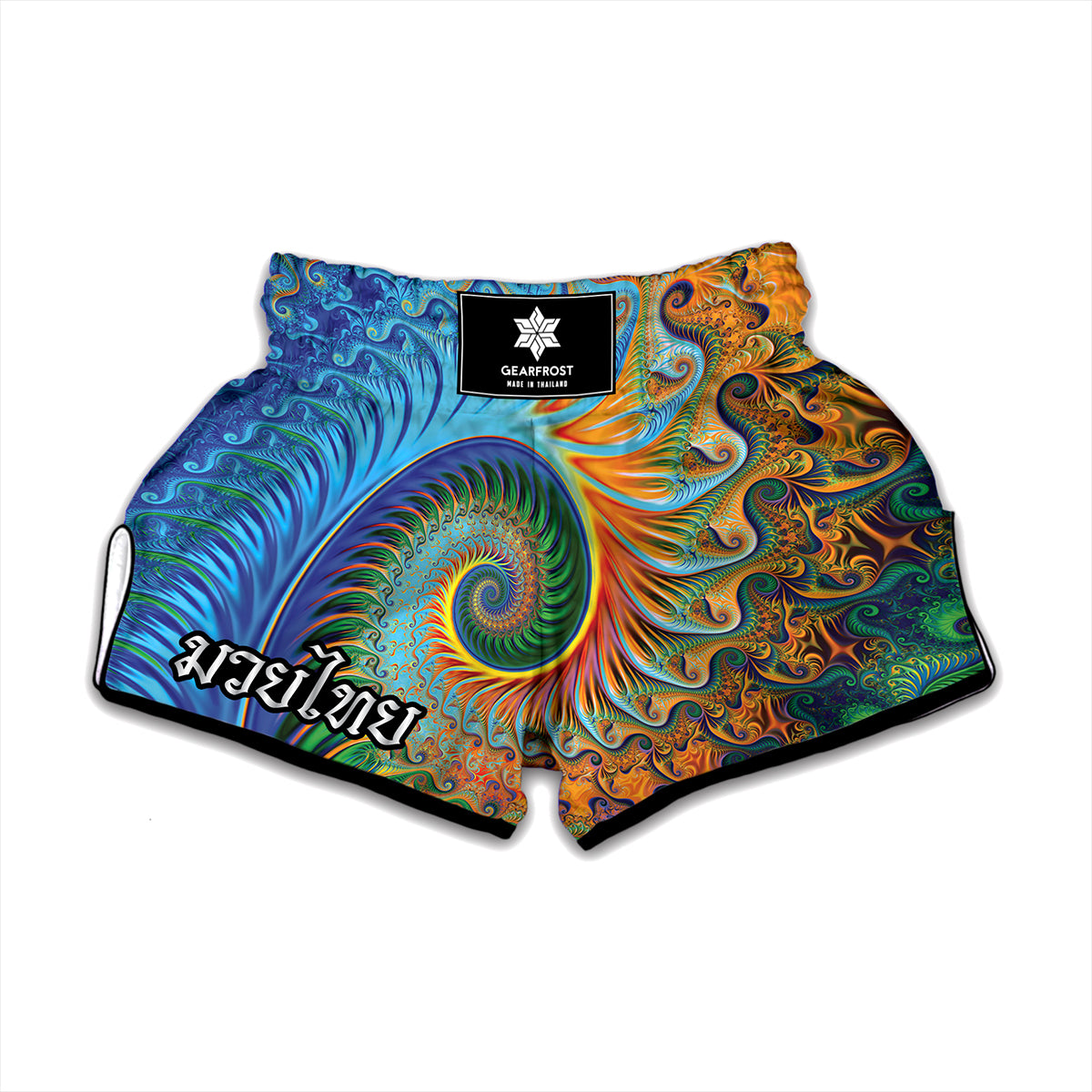 Trippy Fractal Print Muay Thai Boxing Shorts