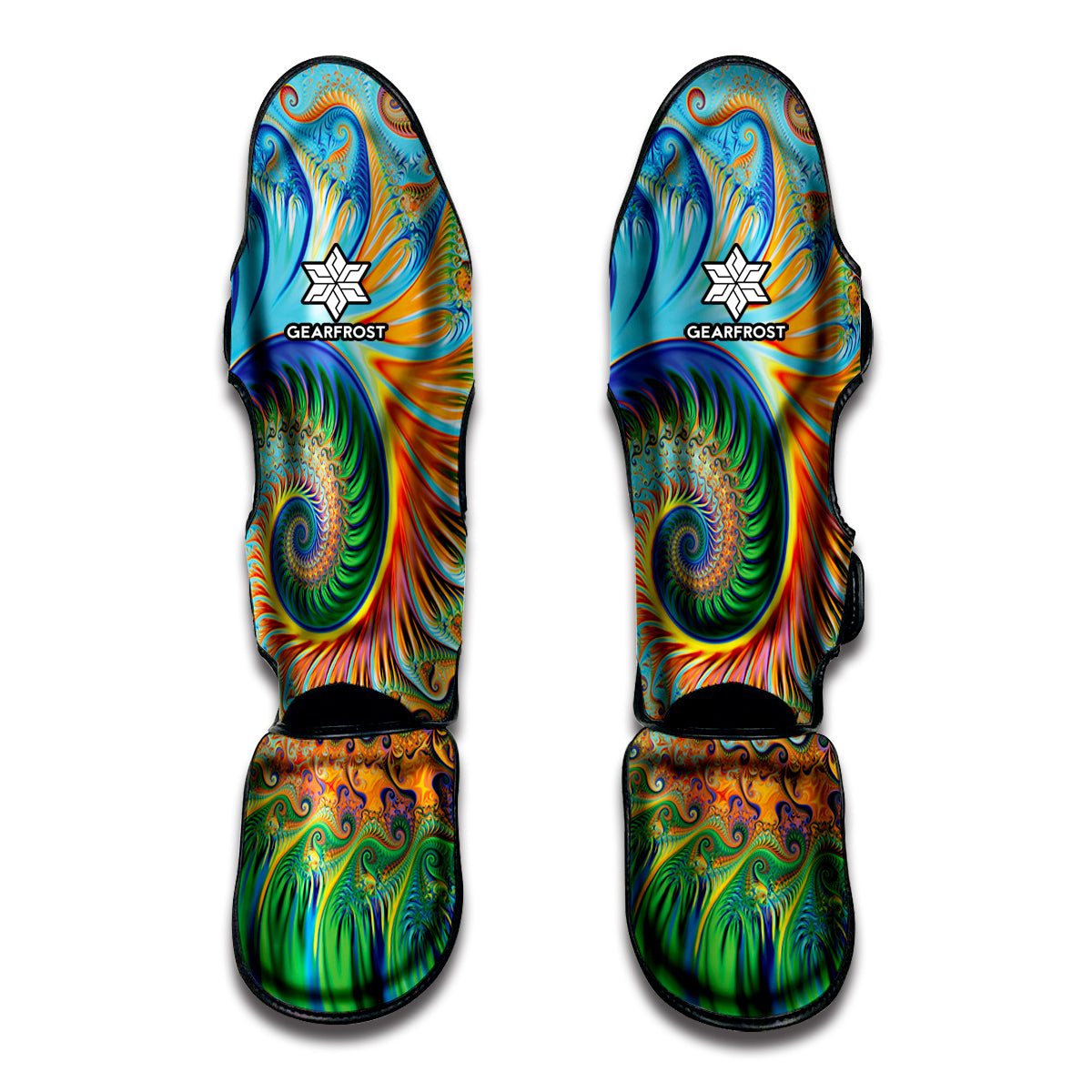 Trippy Fractal Print Muay Thai Shin Guards