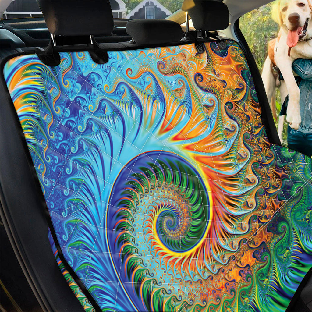 Trippy Fractal Print Pet Car Back Seat Cover