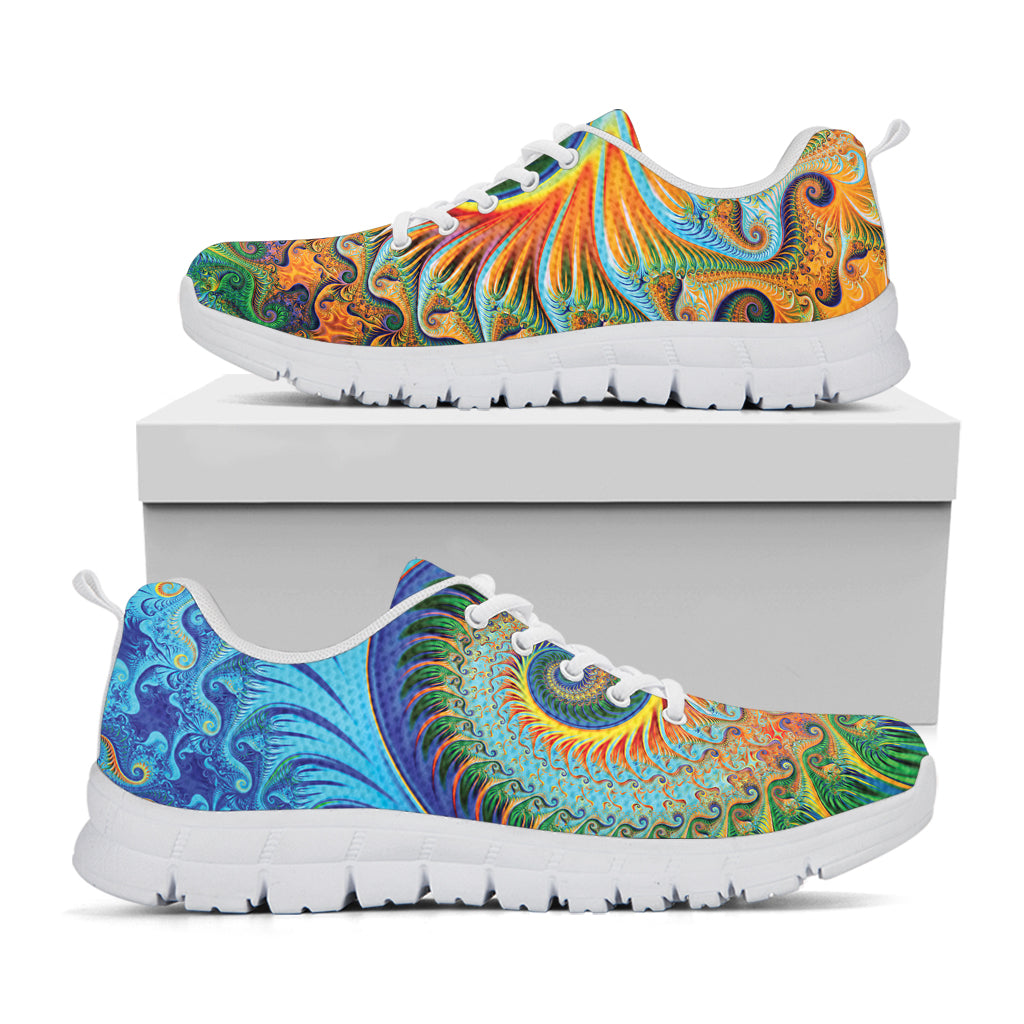 Trippy Fractal Print White Sneakers