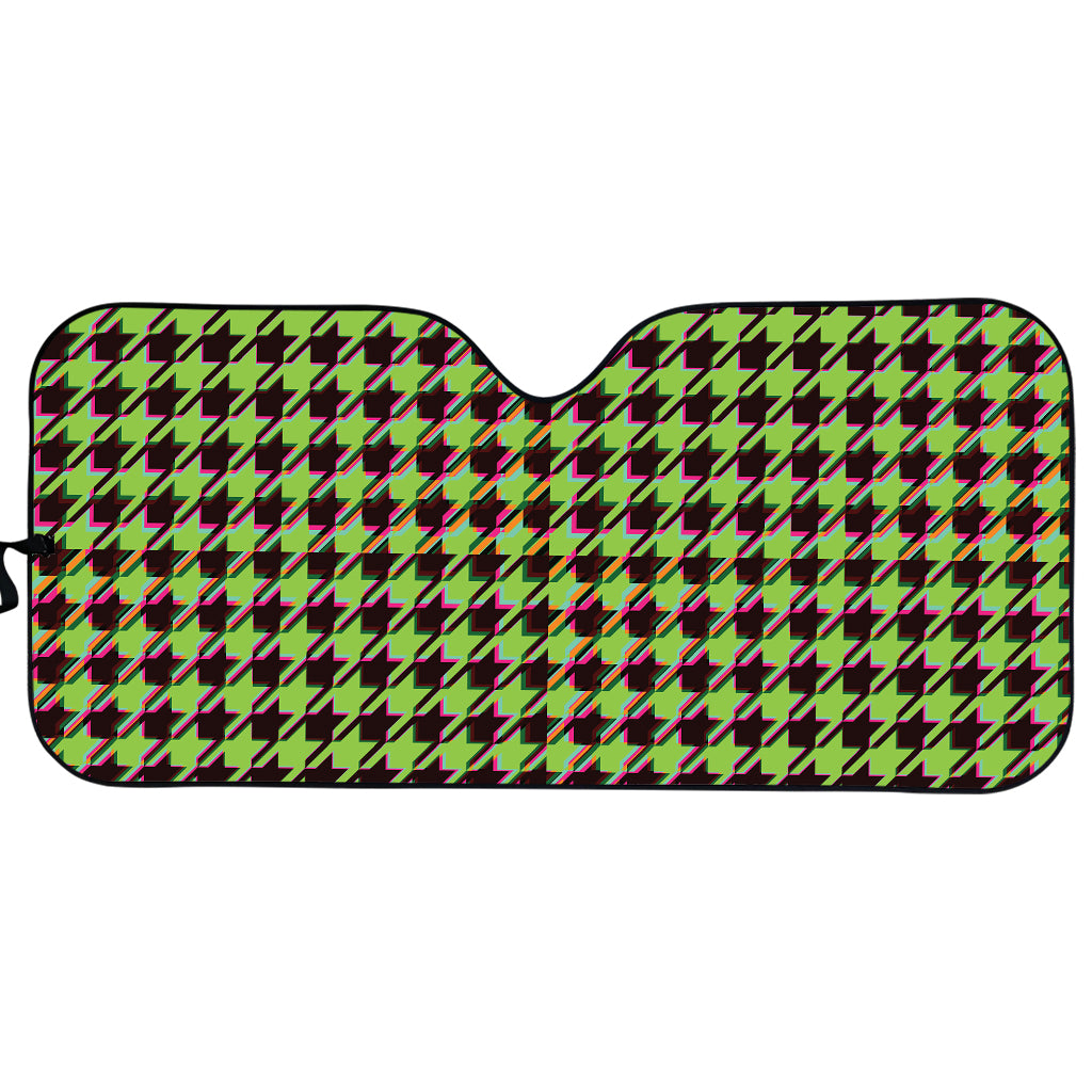 Trippy green Houndstooth Pattern Print Car Sun Shade