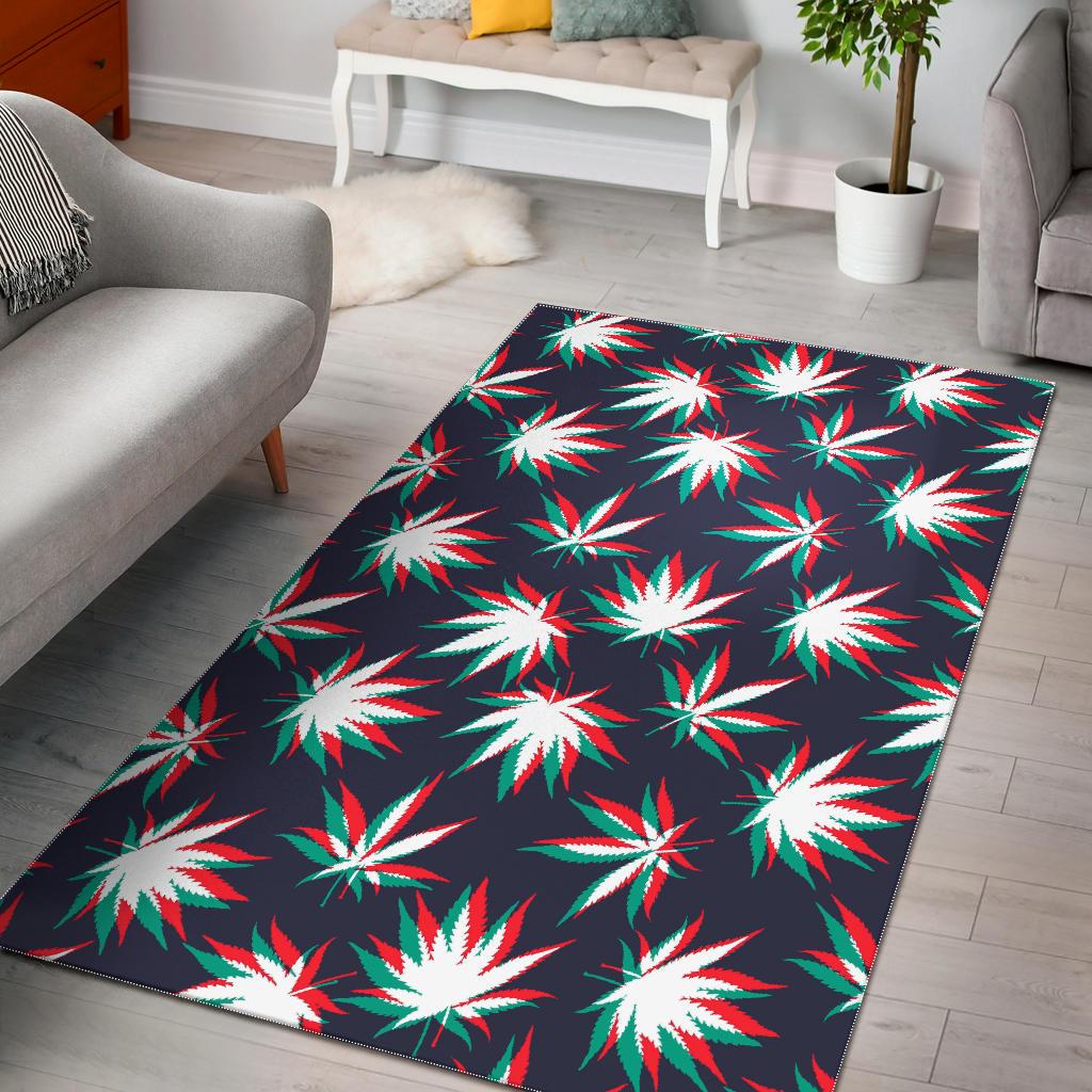 Trippy Hemp Leaves Reggae Pattern Print Area Rug