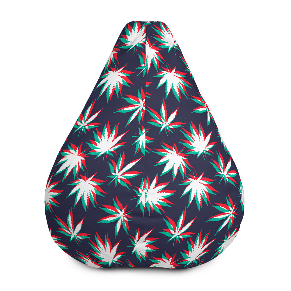 Trippy Hemp Leaves Reggae Pattern Print Bean Bag Cover