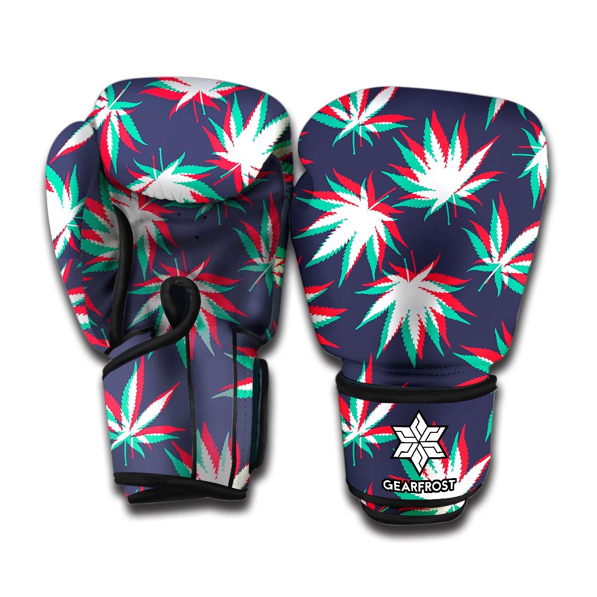 Trippy Hemp Leaves Reggae Pattern Print Boxing Gloves