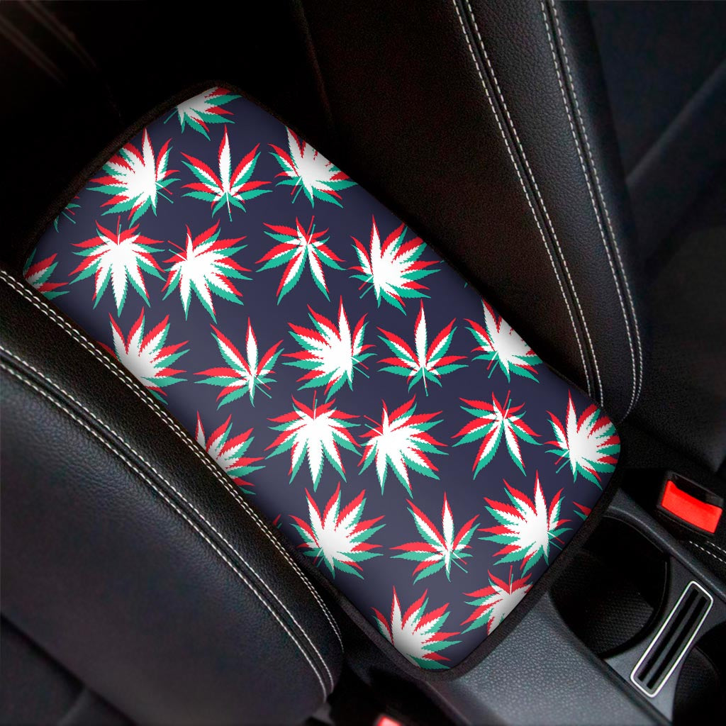 Trippy Hemp Leaves Reggae Pattern Print Car Center Console Cover