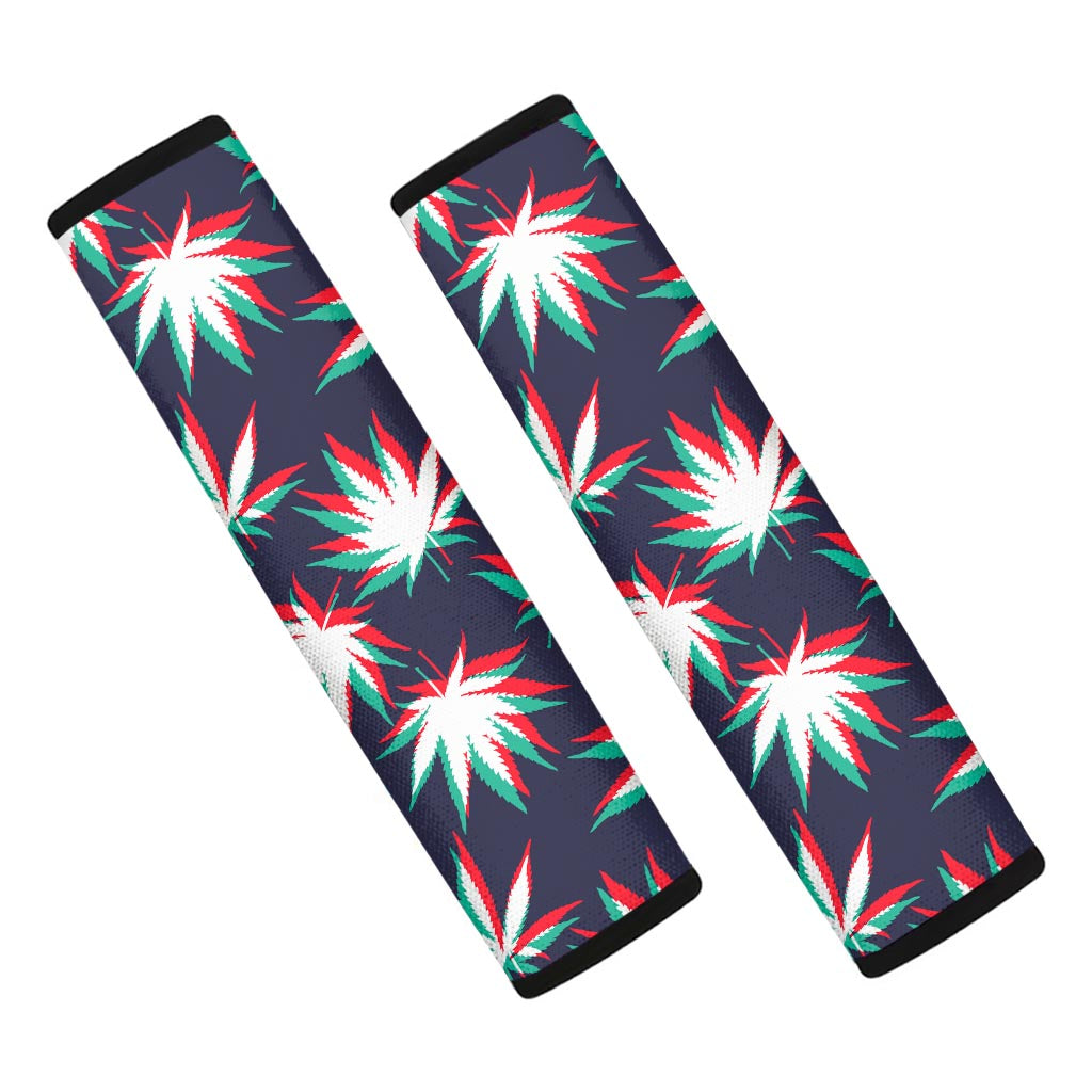 Trippy Hemp Leaves Reggae Pattern Print Car Seat Belt Covers