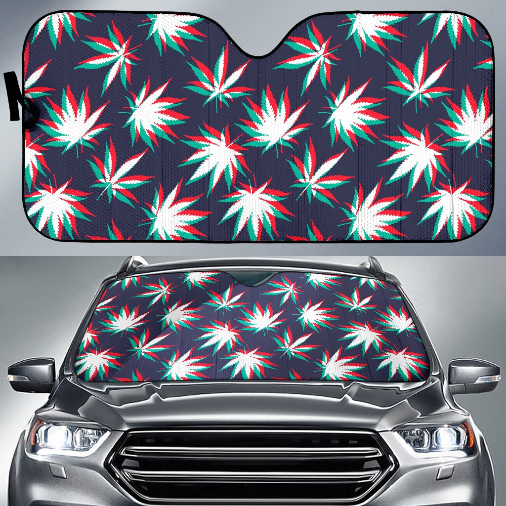 Trippy Hemp Leaves Reggae Pattern Print Car Sun Shade