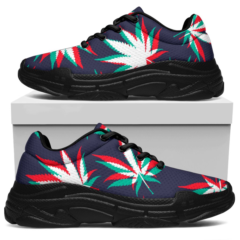 Trippy Hemp Leaves Reggae Pattern Print Chunky Sneakers