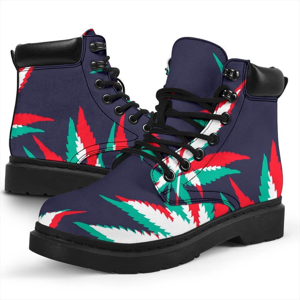 Trippy Hemp Leaves Reggae Pattern Print Classic Boots