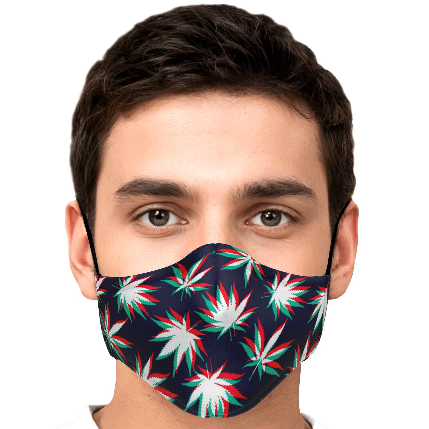 Trippy Hemp Leaves Reggae Pattern Print Face Mask