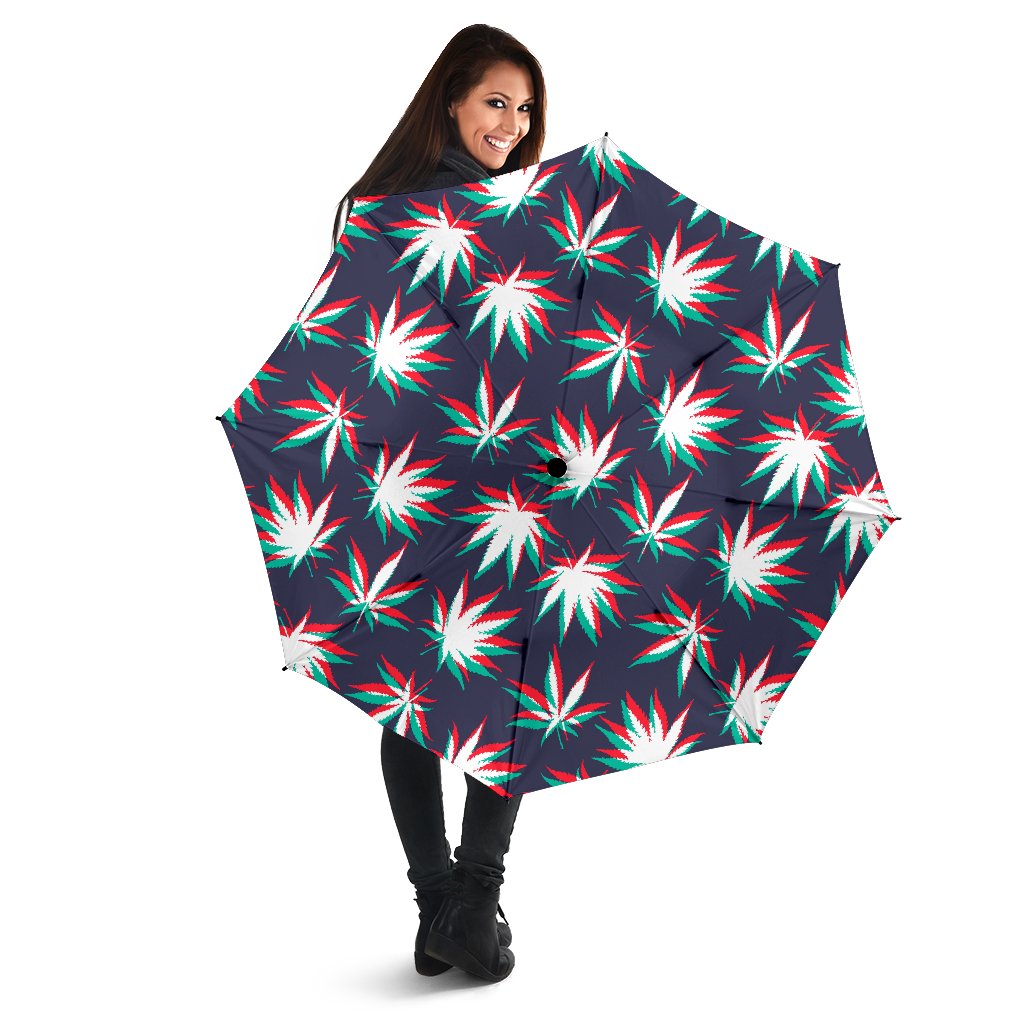 Trippy Hemp Leaves Reggae Pattern Print Foldable Umbrella