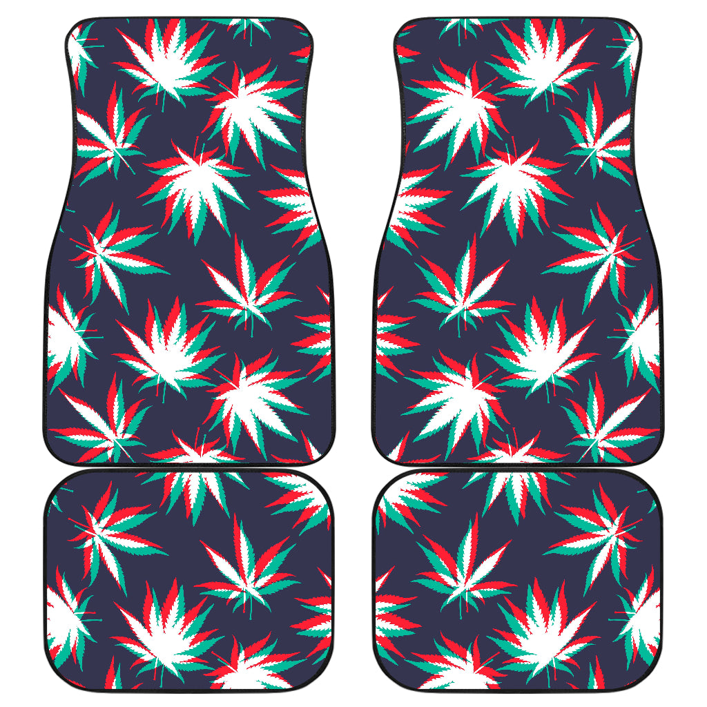 Trippy Hemp Leaves Reggae Pattern Print Front and Back Car Floor Mats