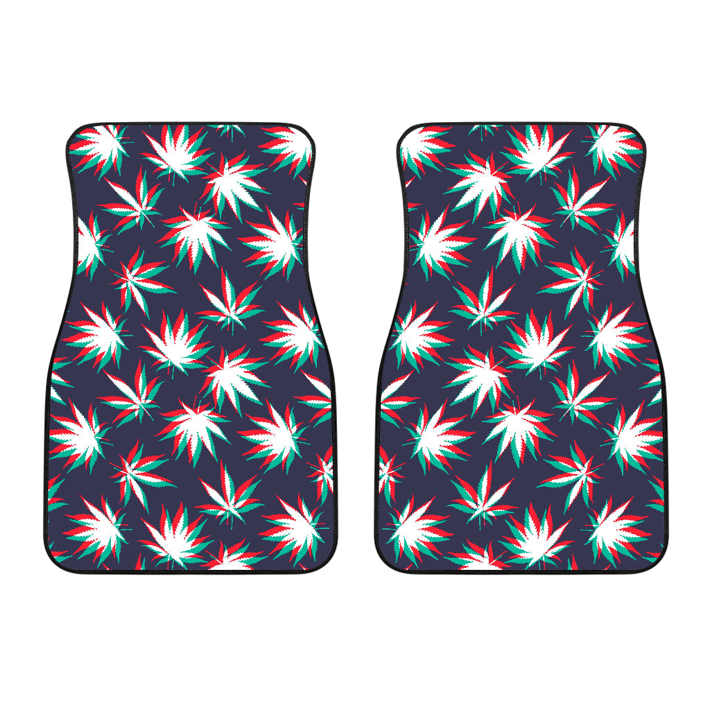 Trippy Hemp Leaves Reggae Pattern Print Front Car Floor Mats