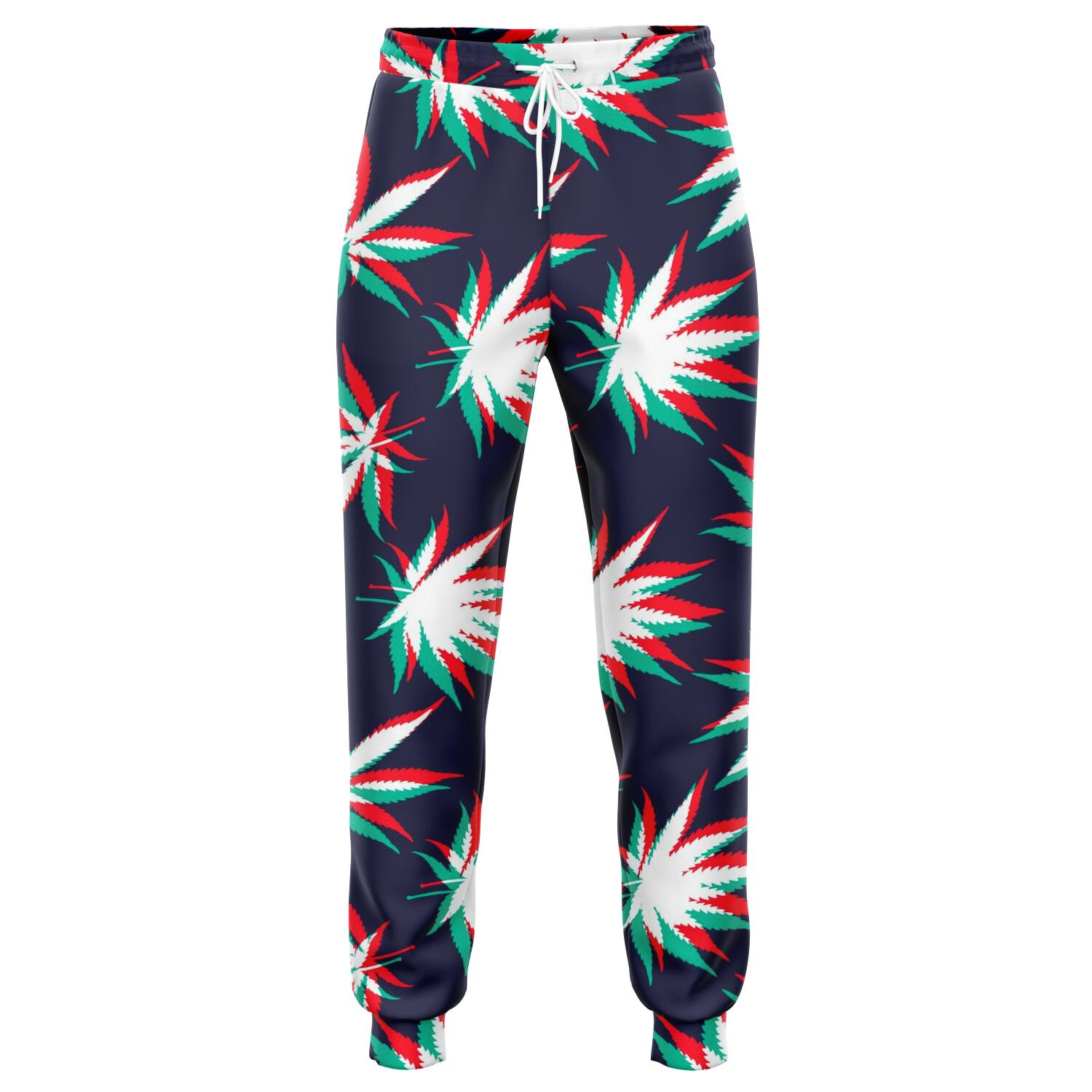 Trippy Hemp Leaves Reggae Pattern Print Jogger Pants