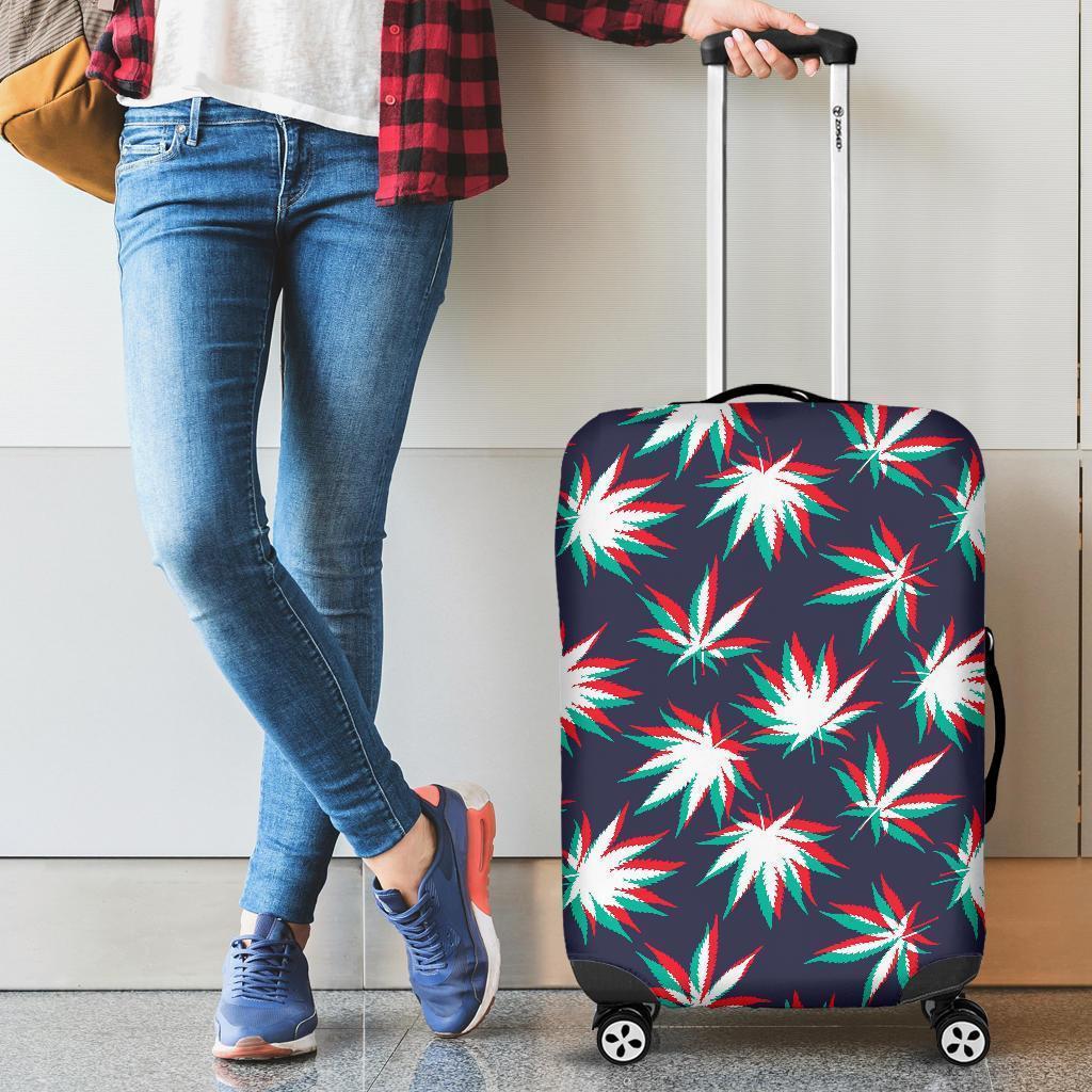 Trippy Hemp Leaves Reggae Pattern Print Luggage Cover