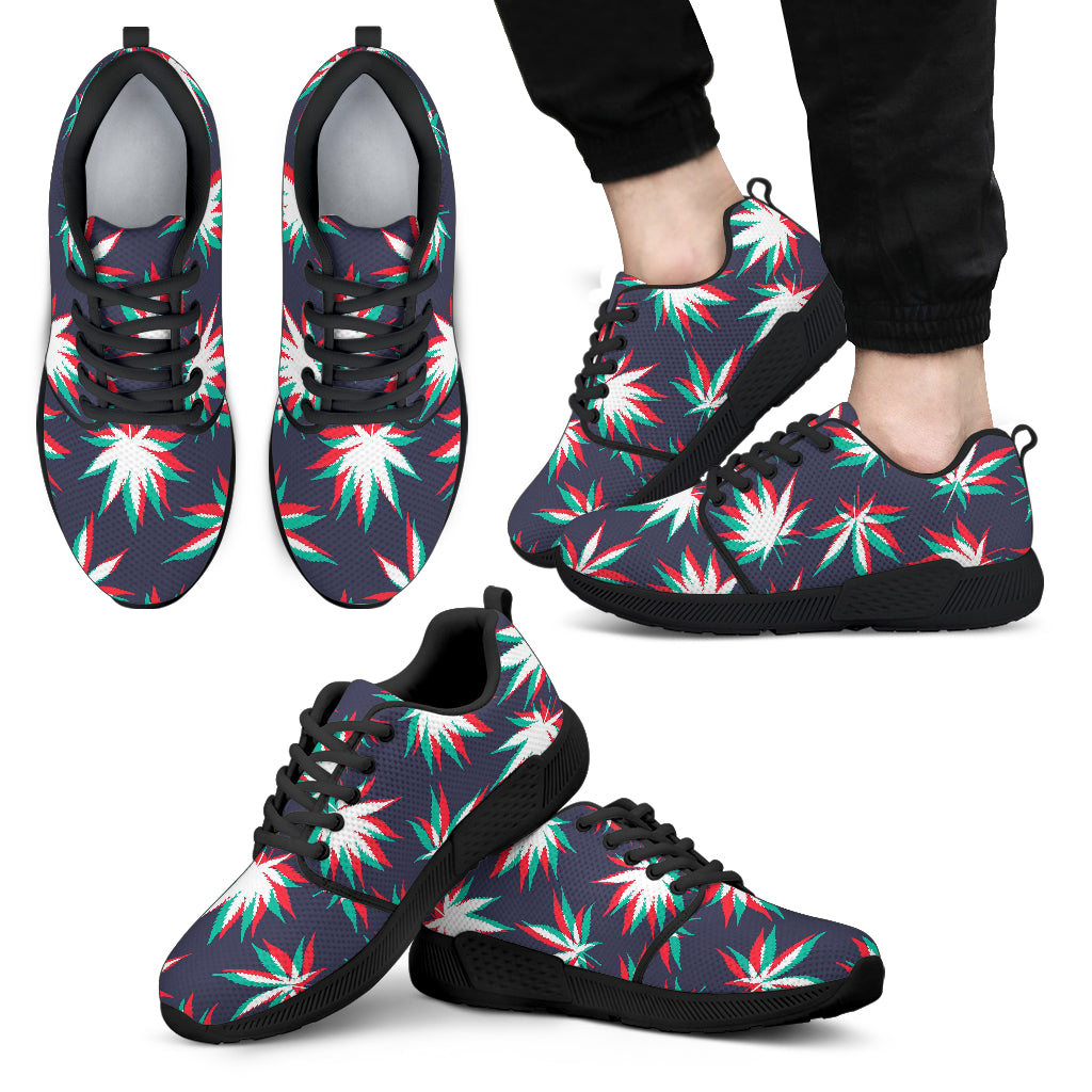 Trippy Hemp Leaves Reggae Pattern Print Men's Athletic Shoes