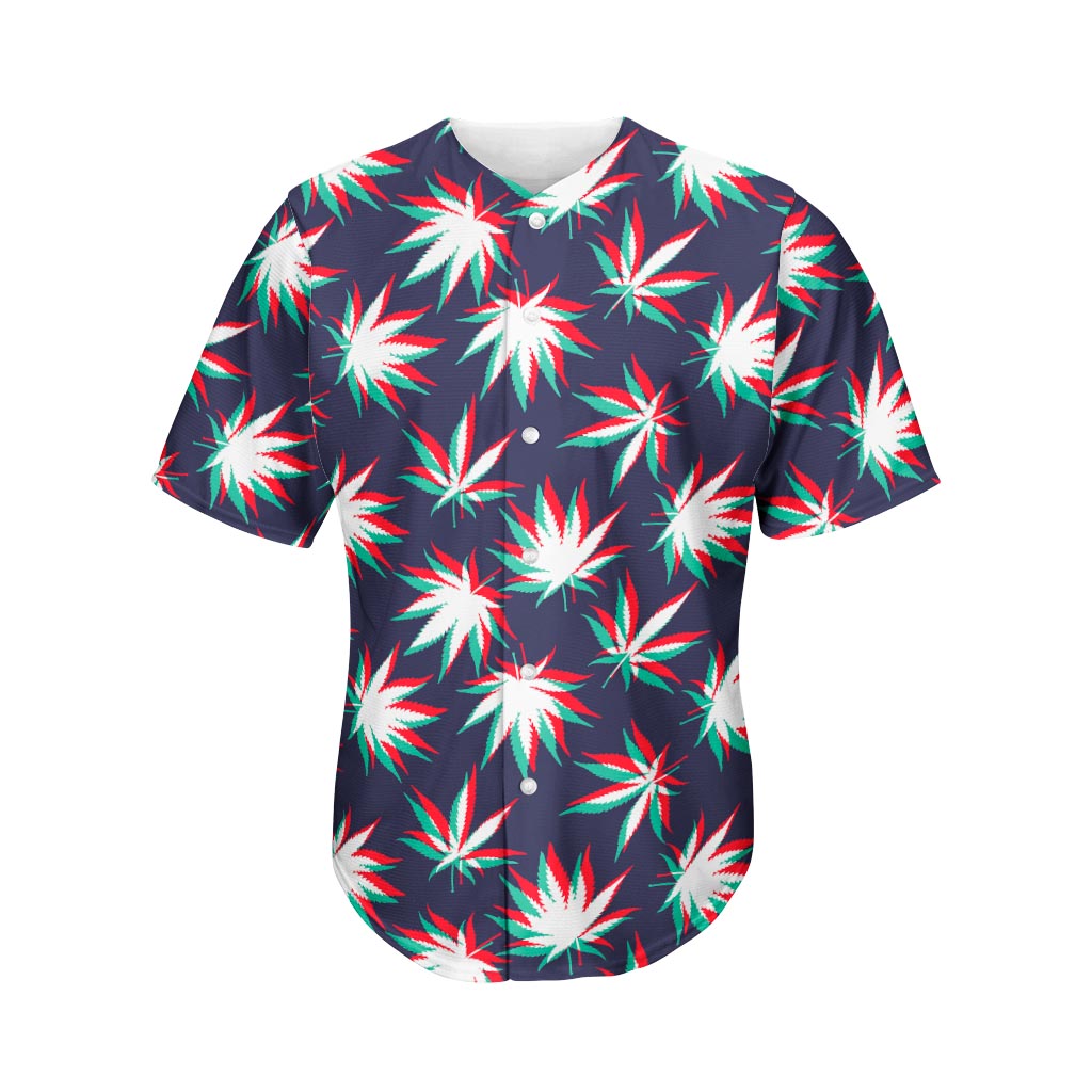 Trippy Hemp Leaves Reggae Pattern Print Men's Baseball Jersey