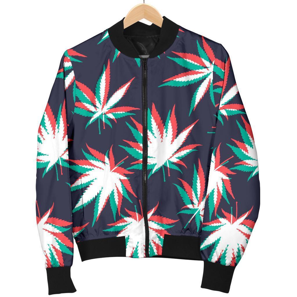 Trippy Hemp Leaves Reggae Pattern Print Men's Bomber Jacket