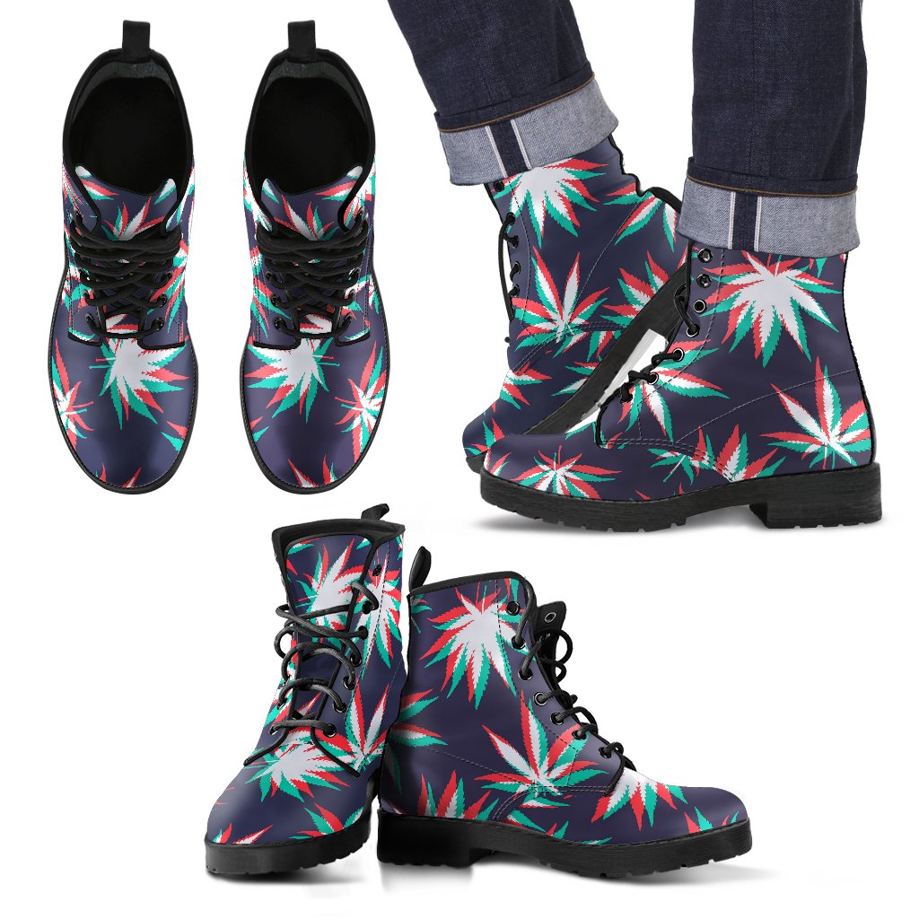 Trippy Hemp Leaves Reggae Pattern Print Men's Boots