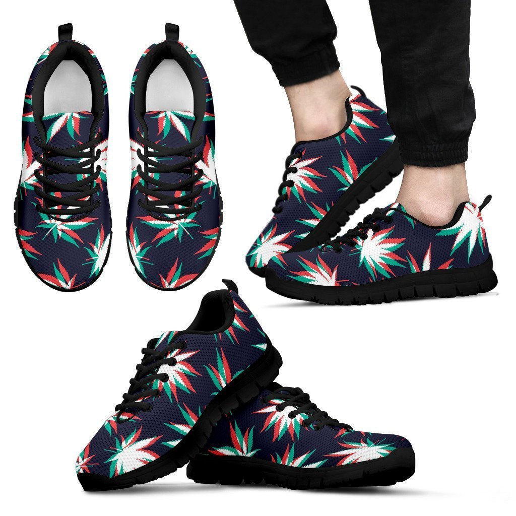 Trippy Hemp Leaves Reggae Pattern Print Men's Sneakers