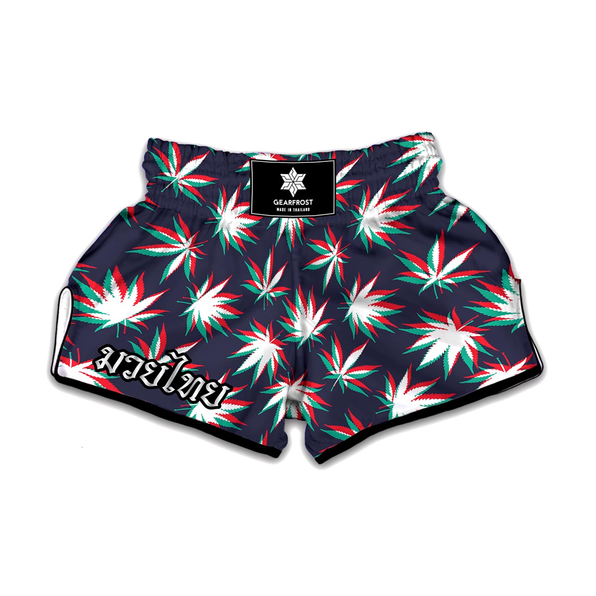 Trippy Hemp Leaves Reggae Pattern Print Muay Thai Boxing Shorts