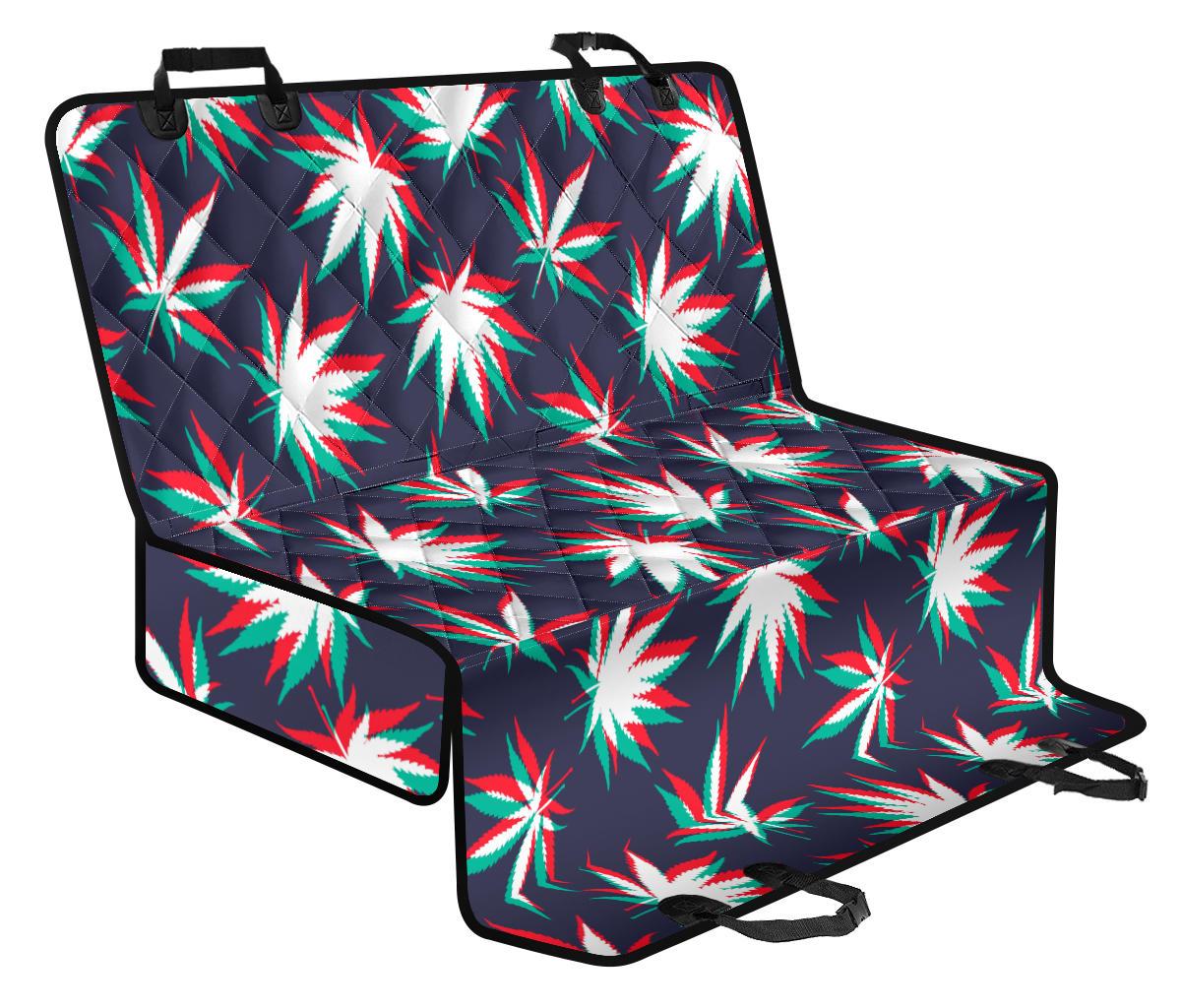 Trippy Hemp Leaves Reggae Pattern Print Pet Car Back Seat Cover