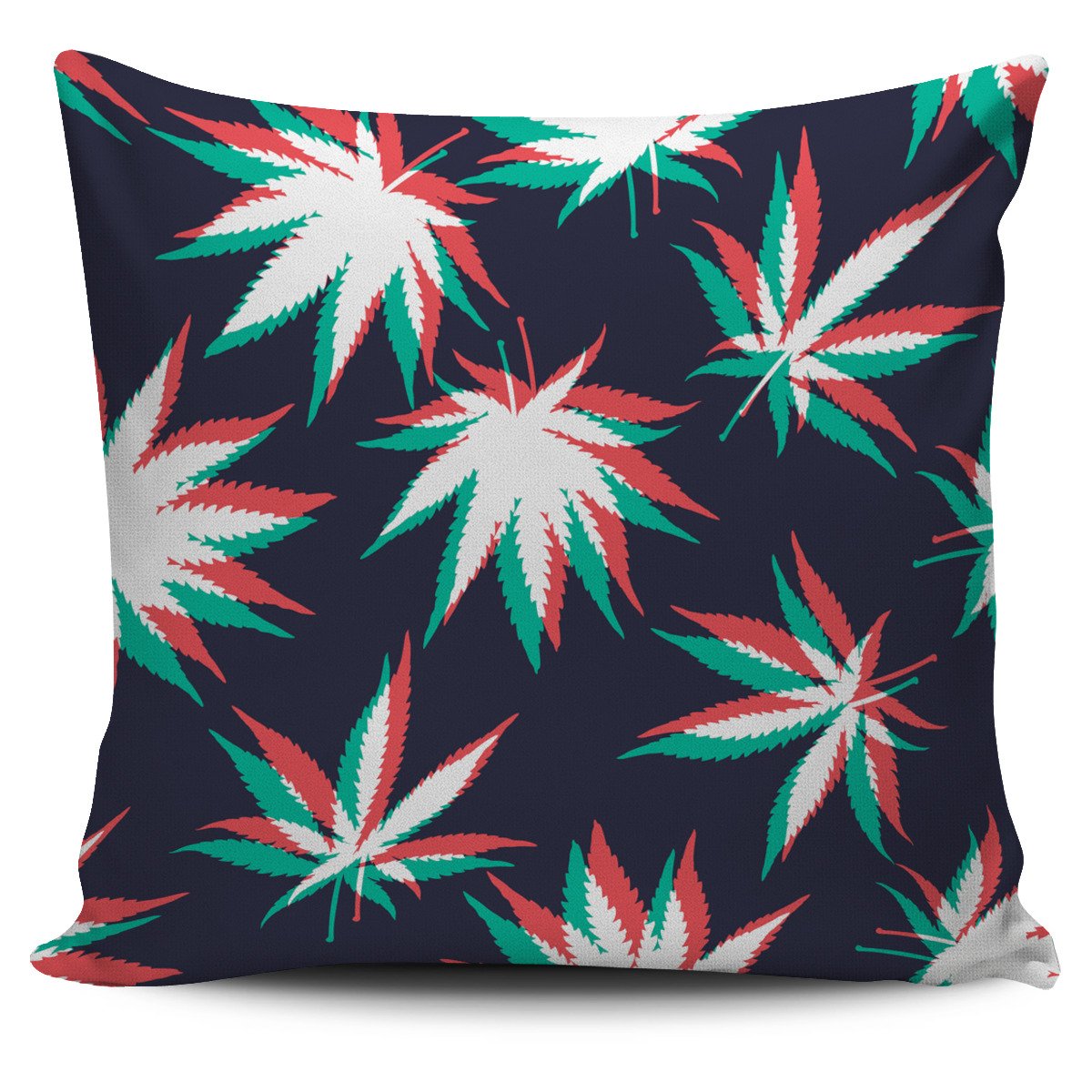 Trippy Hemp Leaves Reggae Pattern Print Pillow Cover