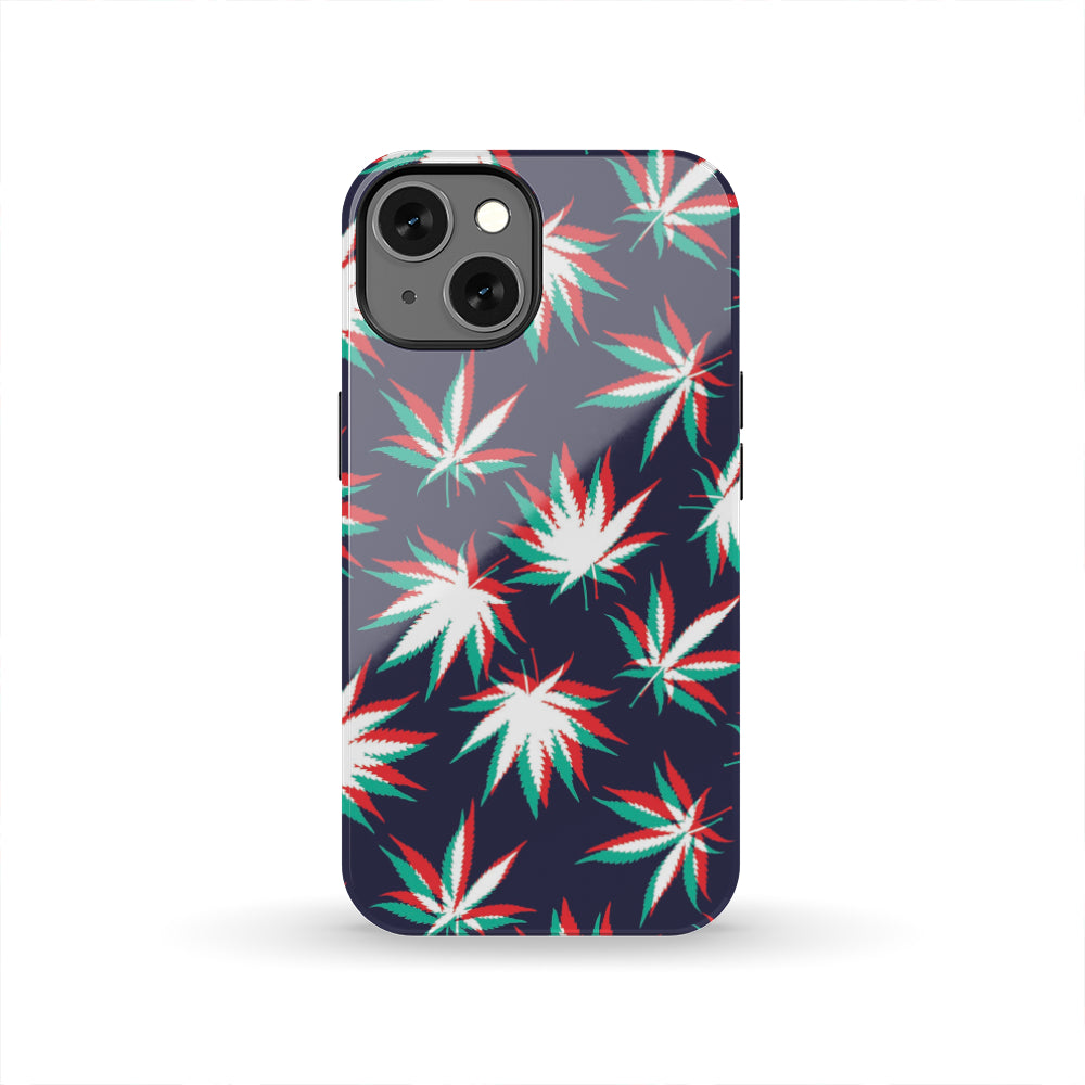 Trippy Hemp Leaves Reggae Pattern Print Tough Phone Case