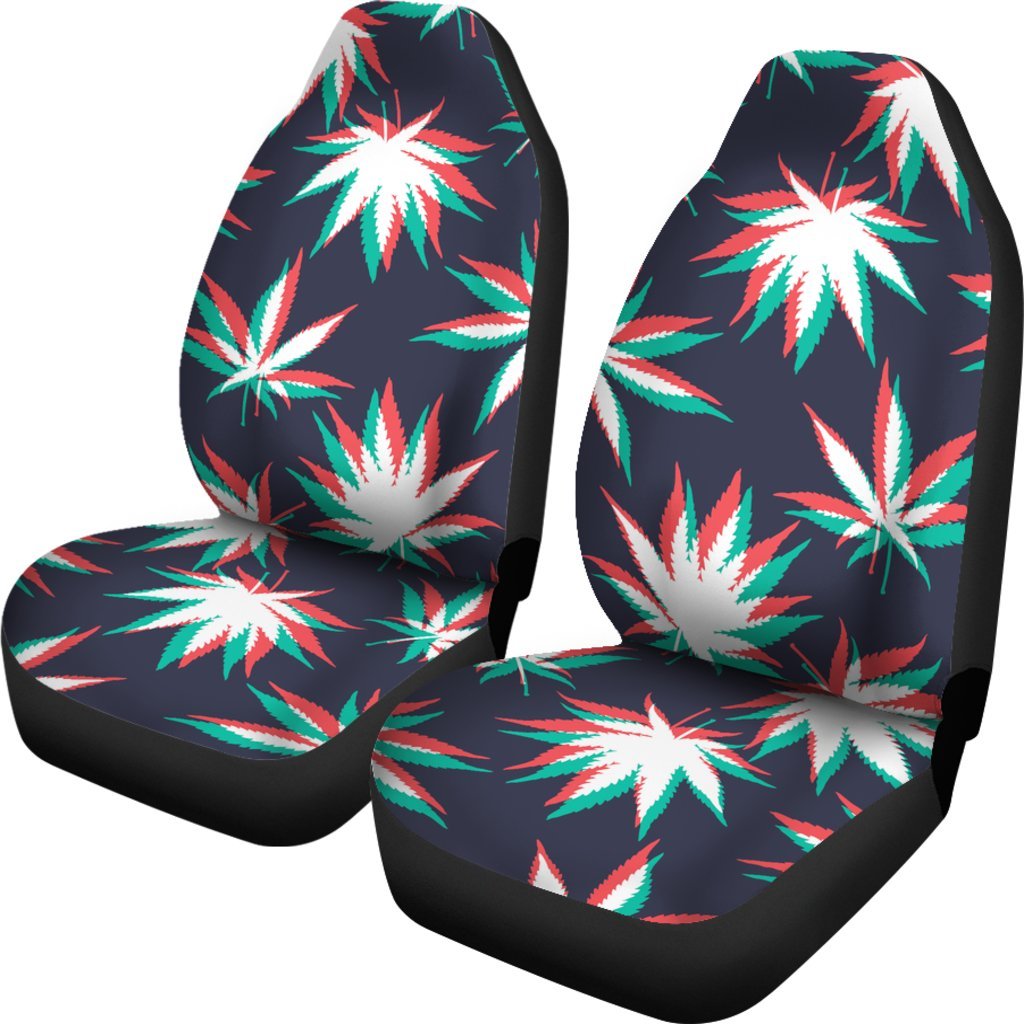 Trippy Hemp Leaves Reggae Pattern Print Universal Fit Car Seat Covers