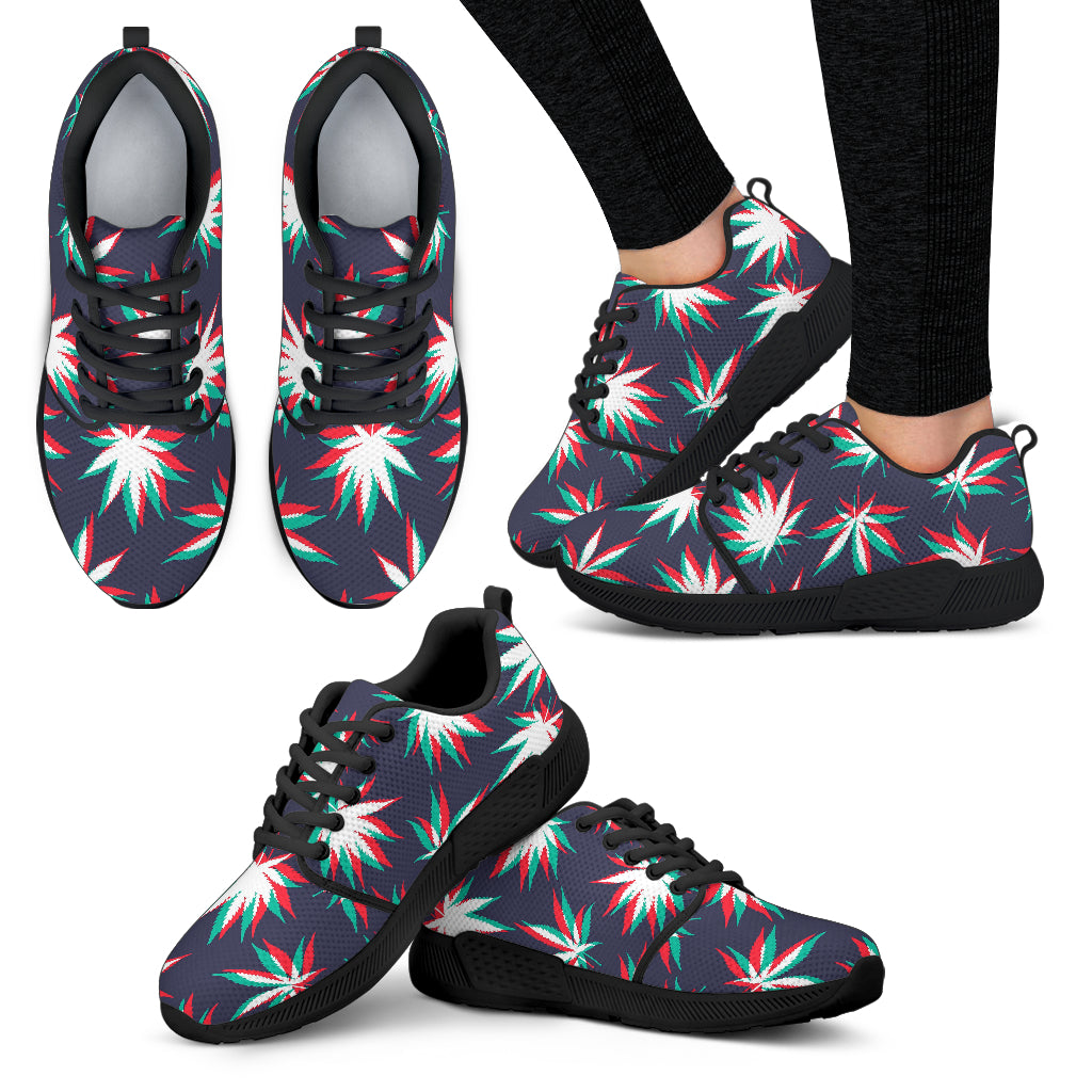 Trippy Hemp Leaves Reggae Pattern Print Women's Athletic Shoes