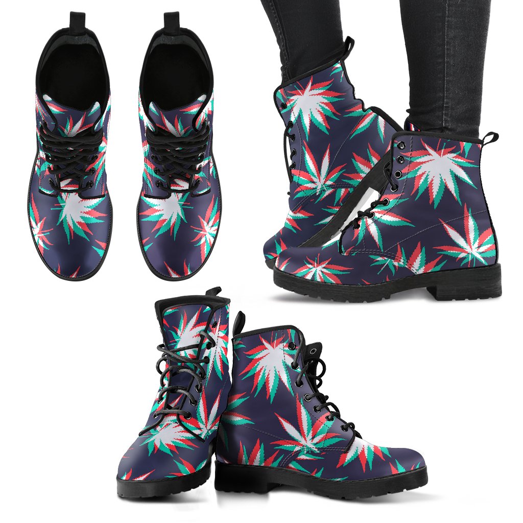 Trippy Hemp Leaves Reggae Pattern Print Women's Boots