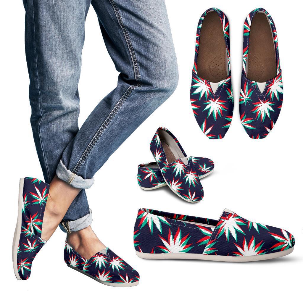 Trippy Hemp Leaves Reggae Pattern Print Women's Casual Canvas Shoes