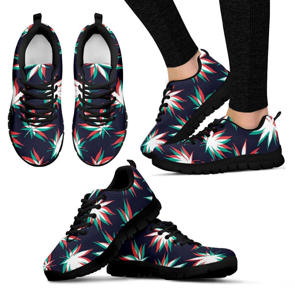 Trippy Hemp Leaves Reggae Pattern Print Women's Sneakers