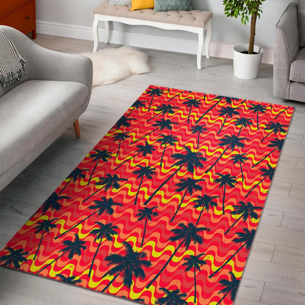 Trippy Palm Tree Pattern Print Area Rug