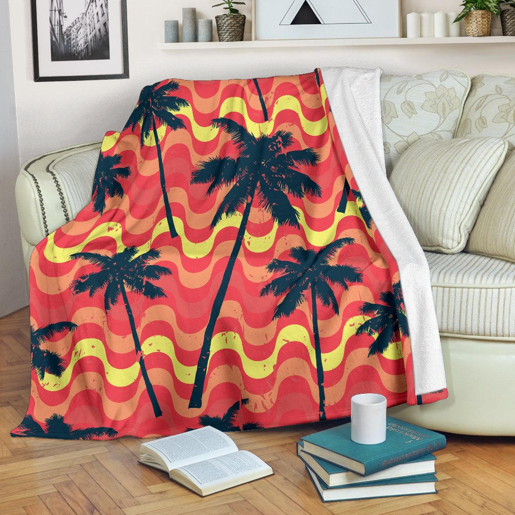 Trippy Palm Tree Pattern Print Blanket