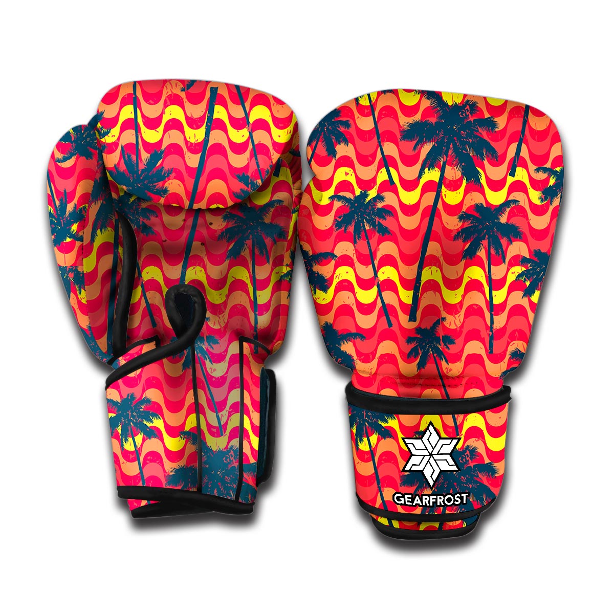 Trippy Palm Tree Pattern Print Boxing Gloves