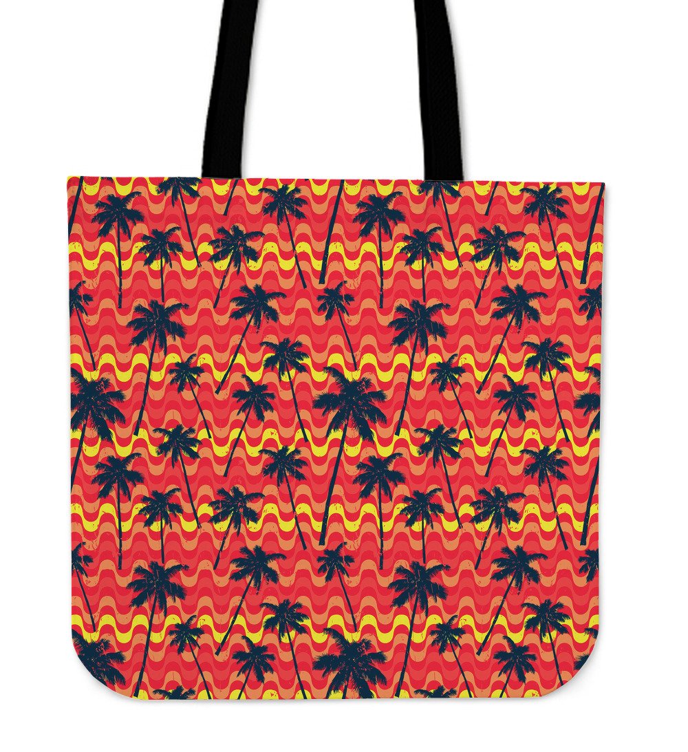 Trippy Palm Tree Pattern Print Canvas Tote Bag