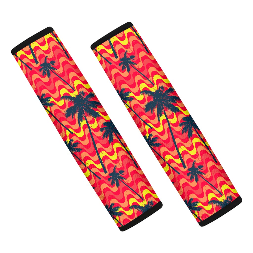 Trippy Palm Tree Pattern Print Car Seat Belt Covers