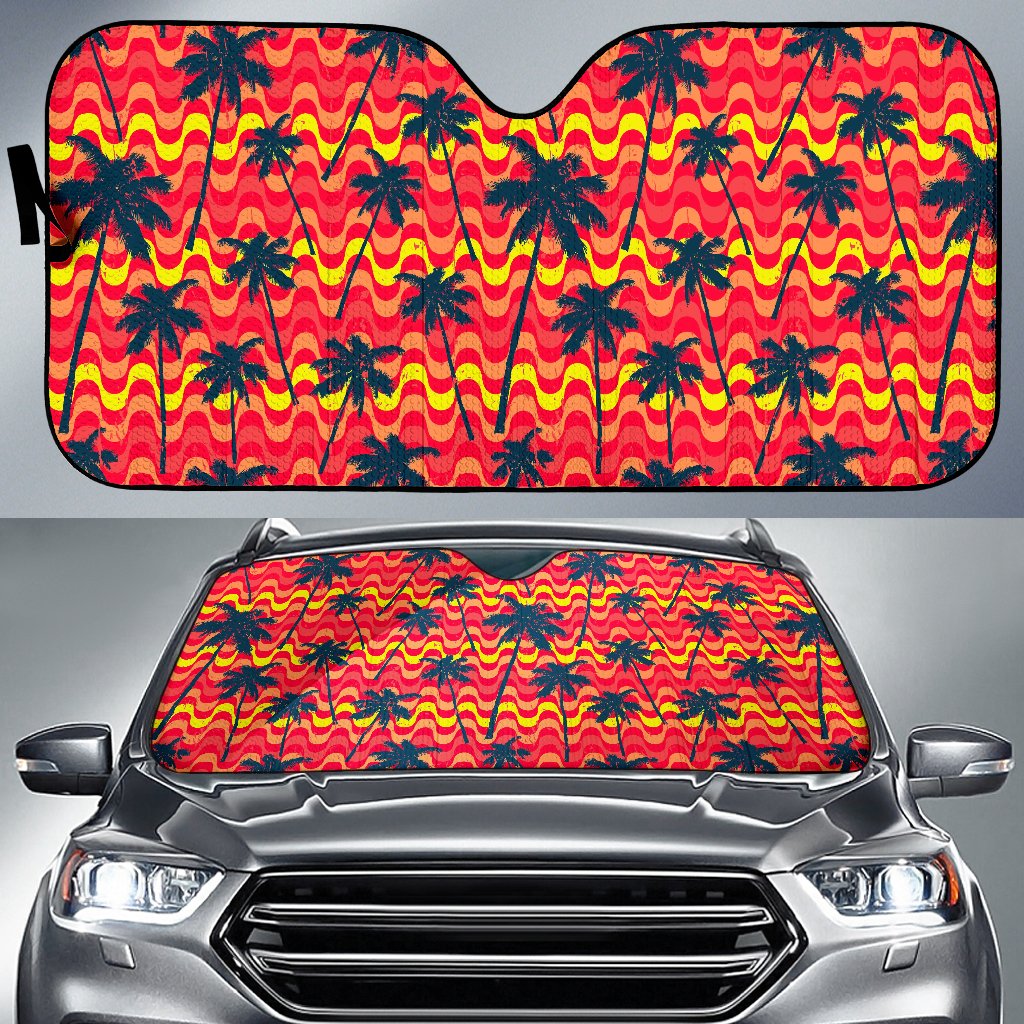 Trippy Palm Tree Pattern Print Car Sun Shade