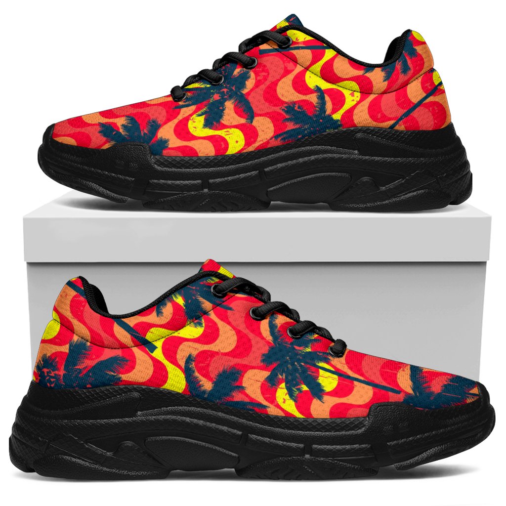 Trippy Palm Tree Pattern Print Chunky Sneakers