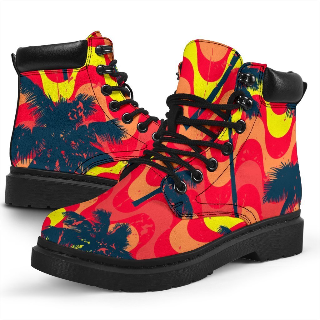 Trippy Palm Tree Pattern Print Classic Boots