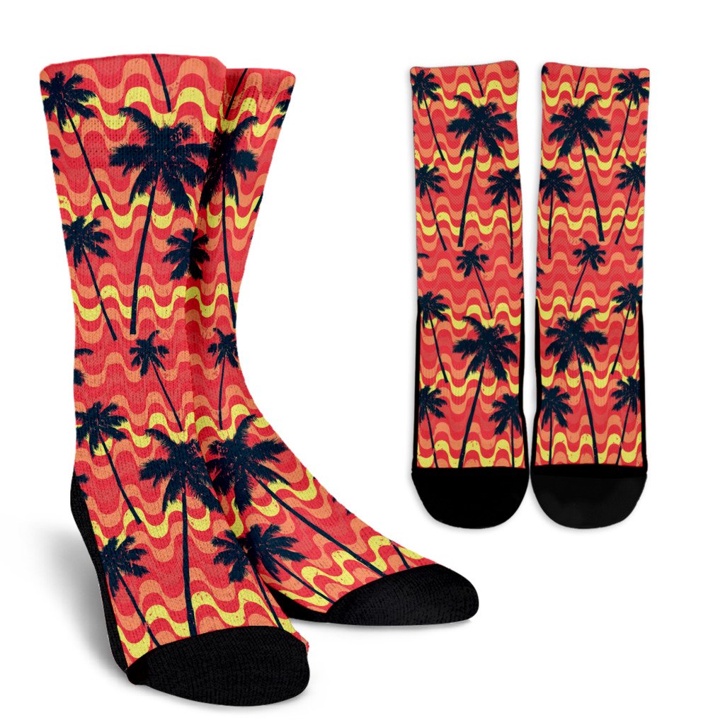 Trippy Palm Tree Pattern Print Crew Socks