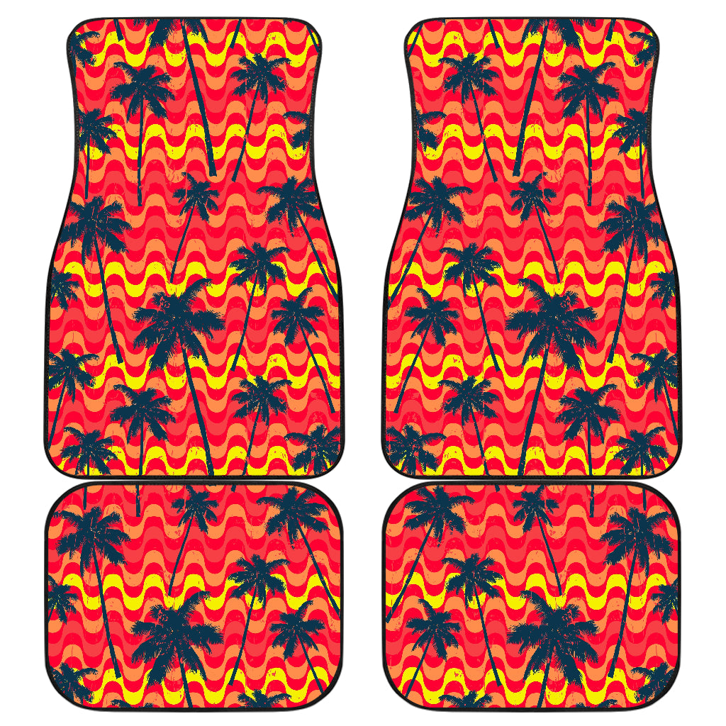 Trippy Palm Tree Pattern Print Front and Back Car Floor Mats