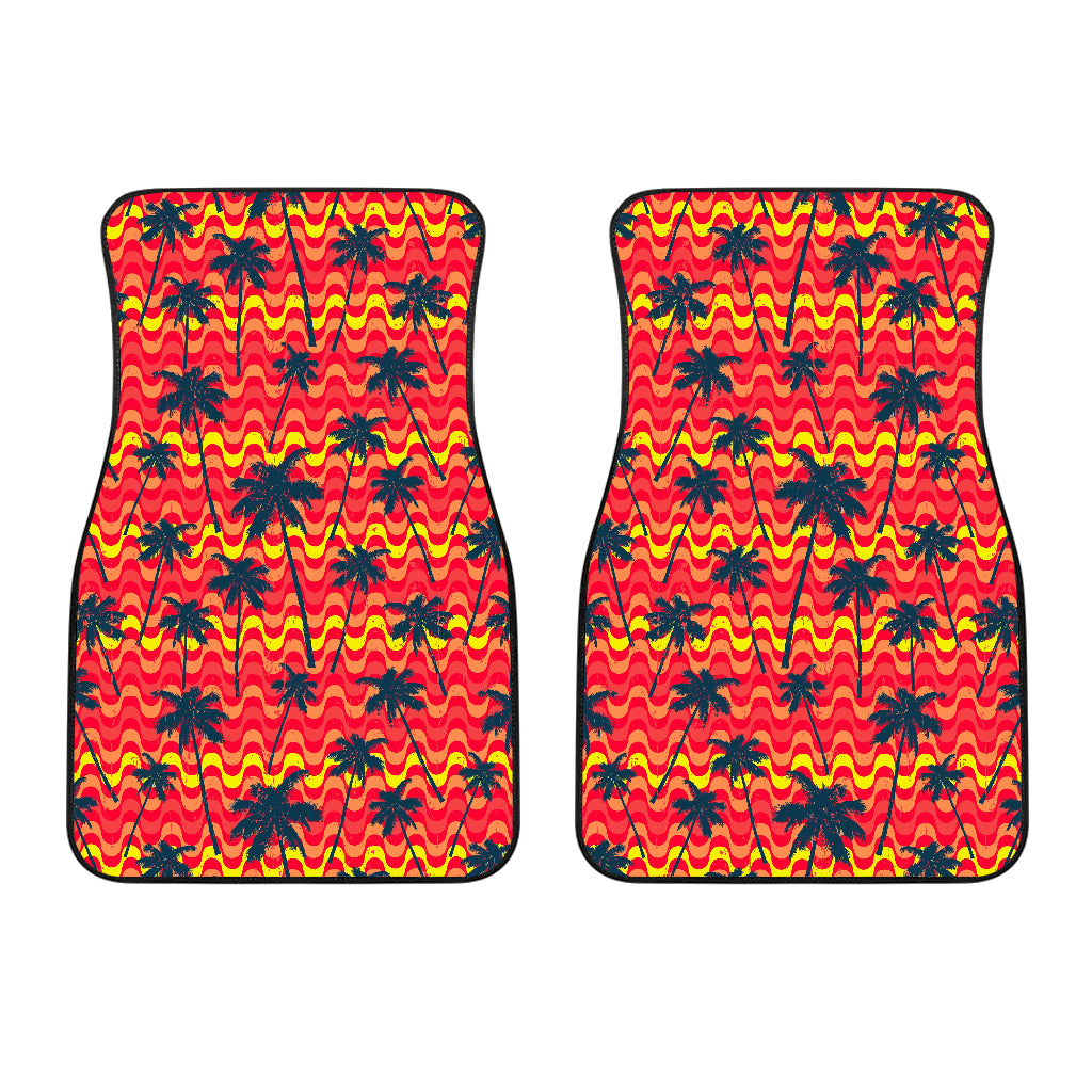 Trippy Palm Tree Pattern Print Front Car Floor Mats